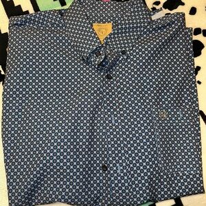 Elegant Blue Geometric Men's Shirt